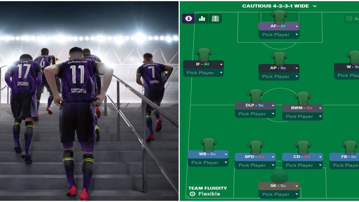 (Left) Players walking up stairs (Right) 4231 formation