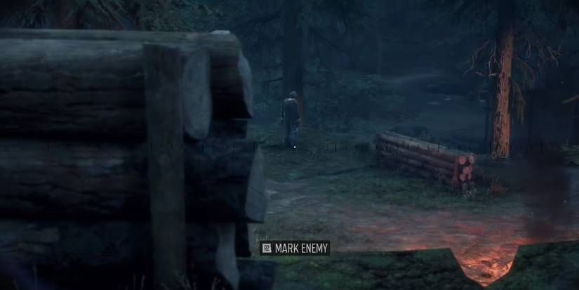Using the binoculars to tag an enemy in Days Gone