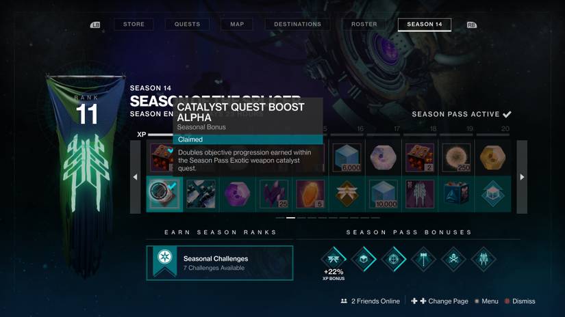 quest progress boosting perks on season of the splicer season pass
