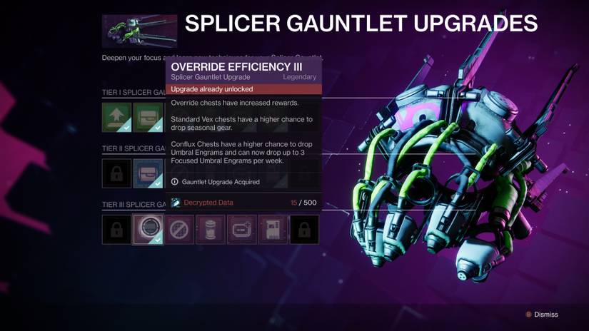 splicer gauntlet item extra loot upgrade