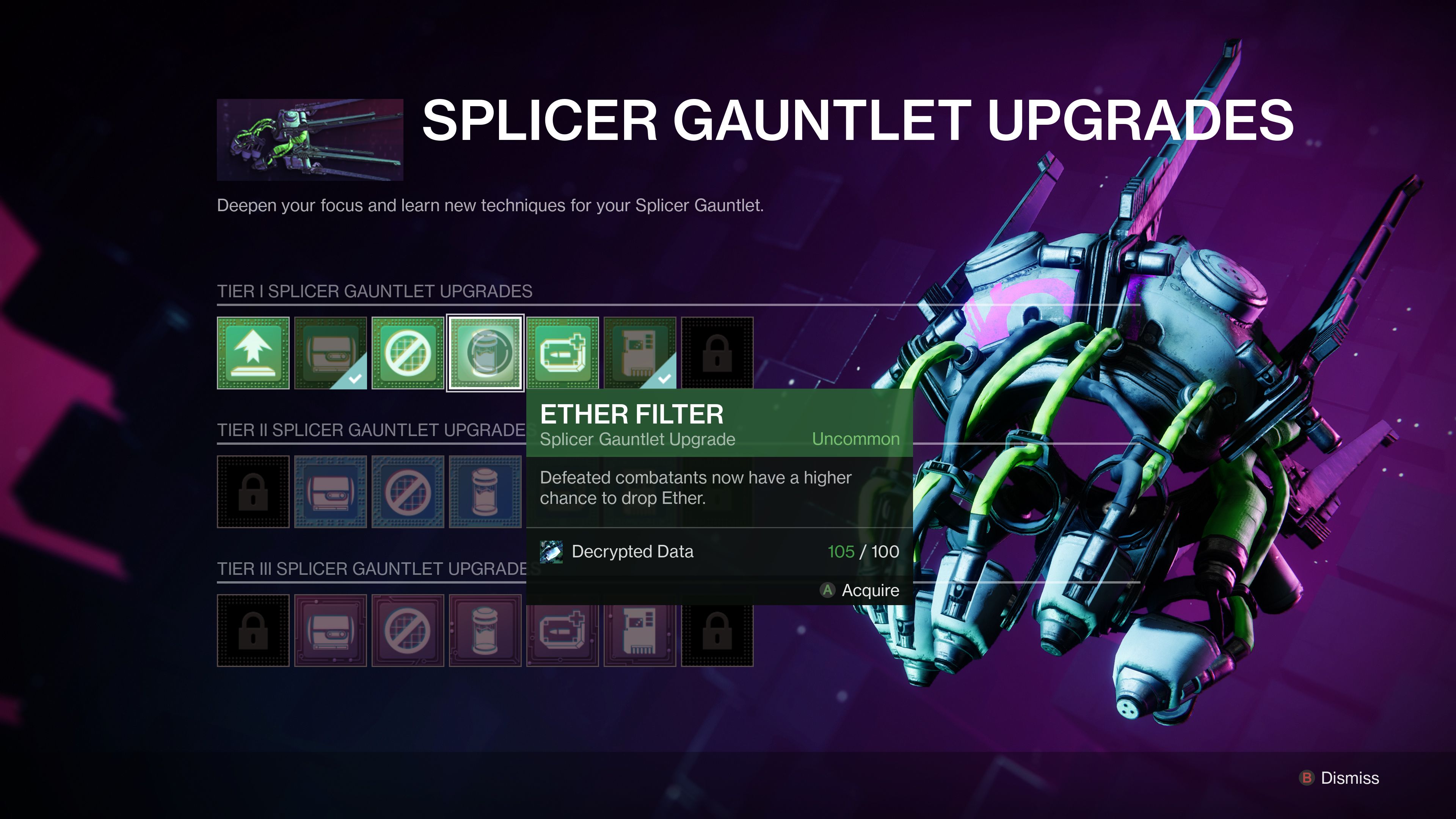 new splicer gauntlet item upgrades