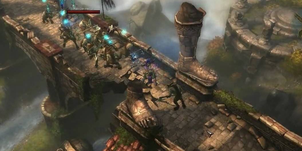 players attacking a unit on a bridge