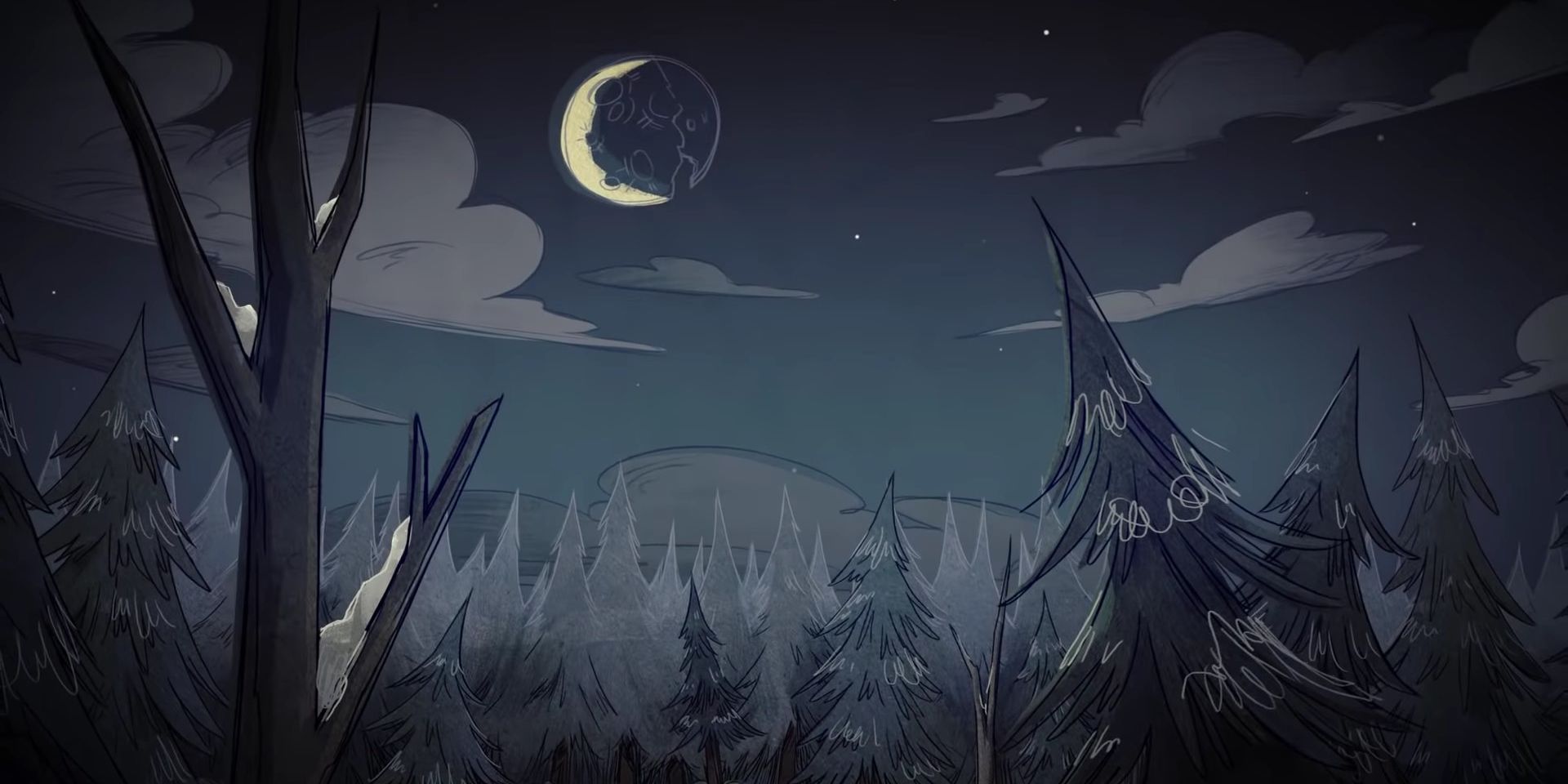 art of the moon at night in the game's art style don't starve
