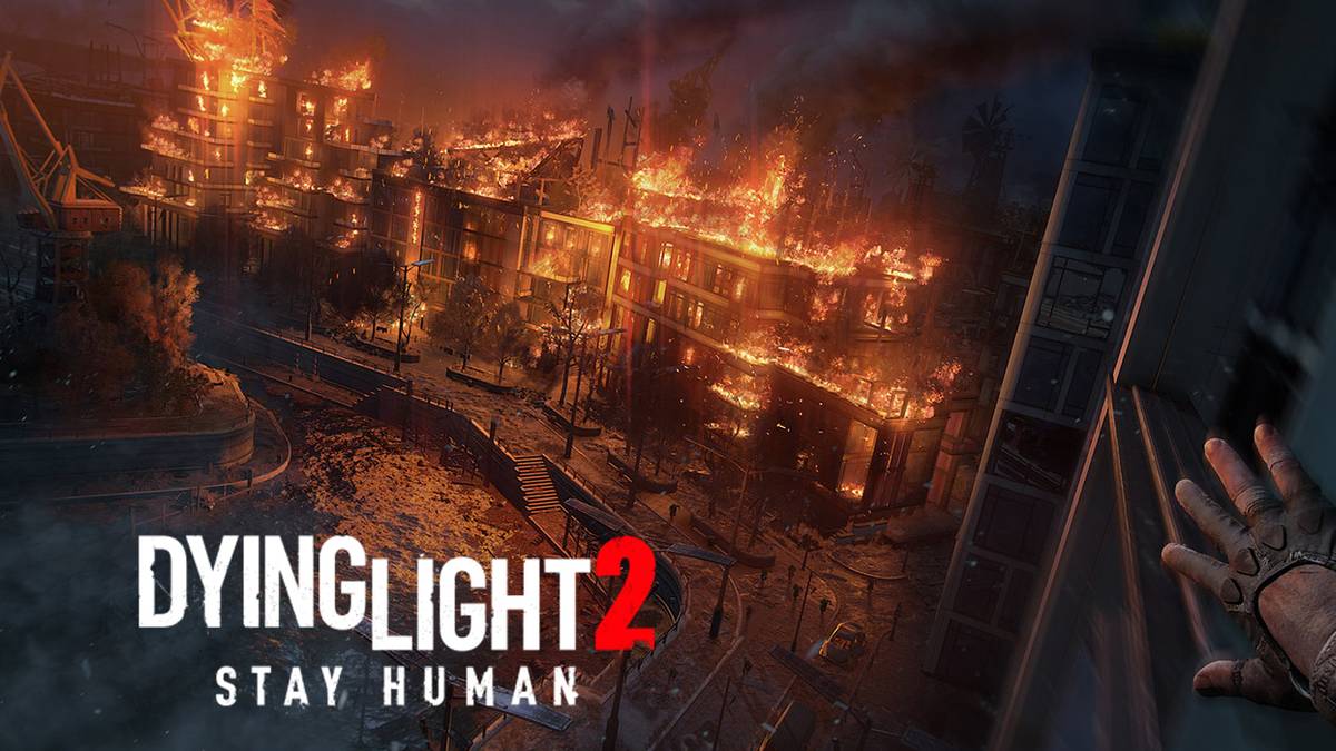 dying light 2 aiden overlooking burning city