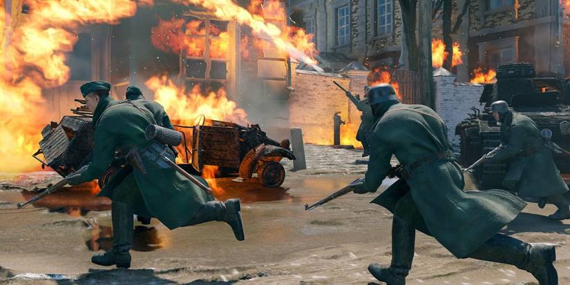 enlisted soldiers use flamethrower