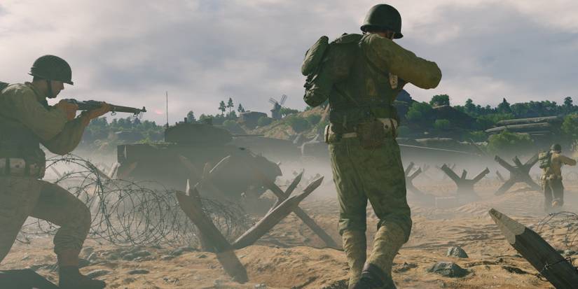 allies soldiers storm normandy beach on D-day