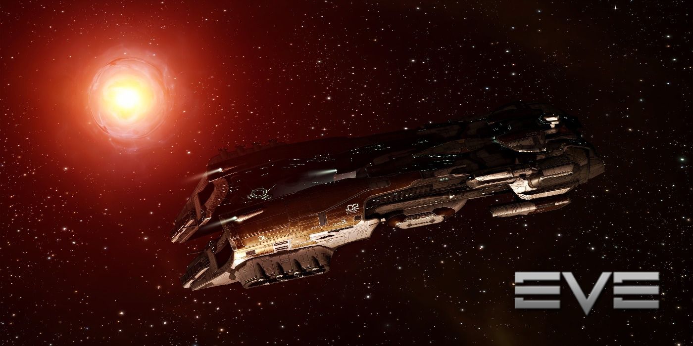 eve online ship by red star with logo in corner