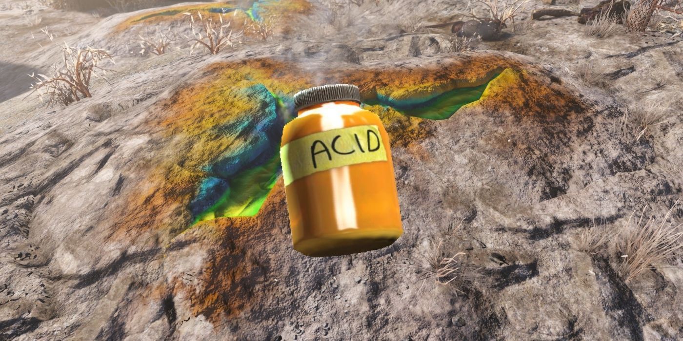 fallout 76 acid jar over background of waste acid deposit