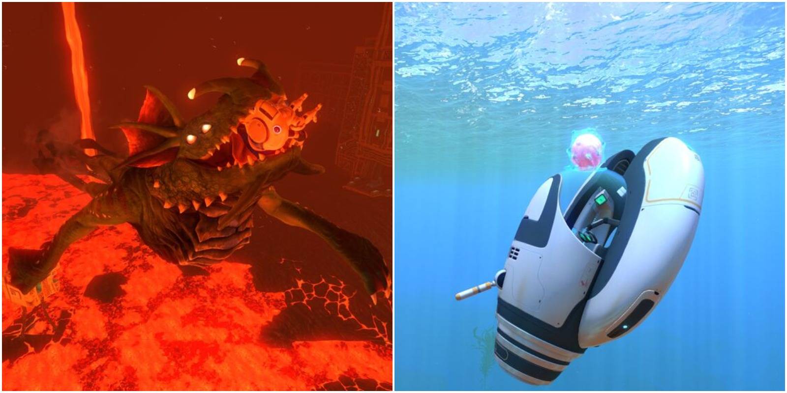 sea dragon leviathan and a floater on a seamoth.