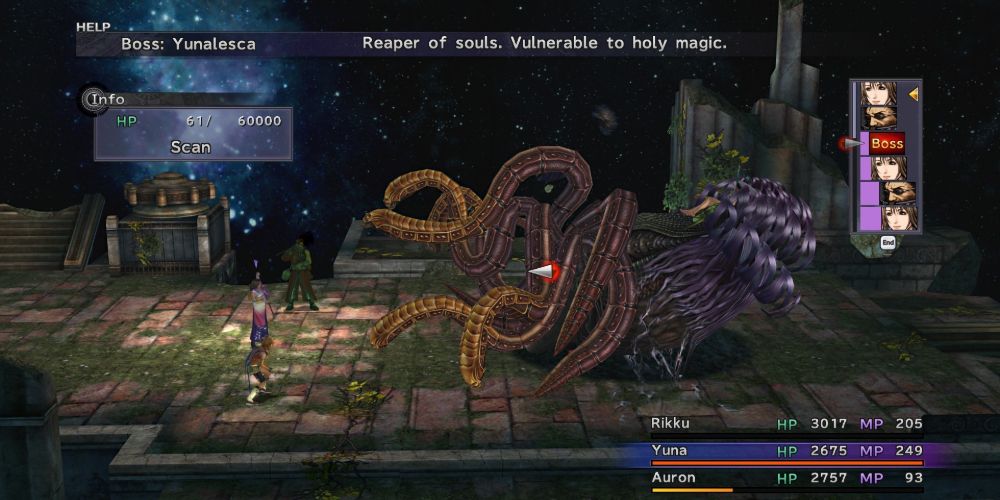 Final Fantasy 10 Юналеска Битва с боссом Аурон Рикку Юна Зомби