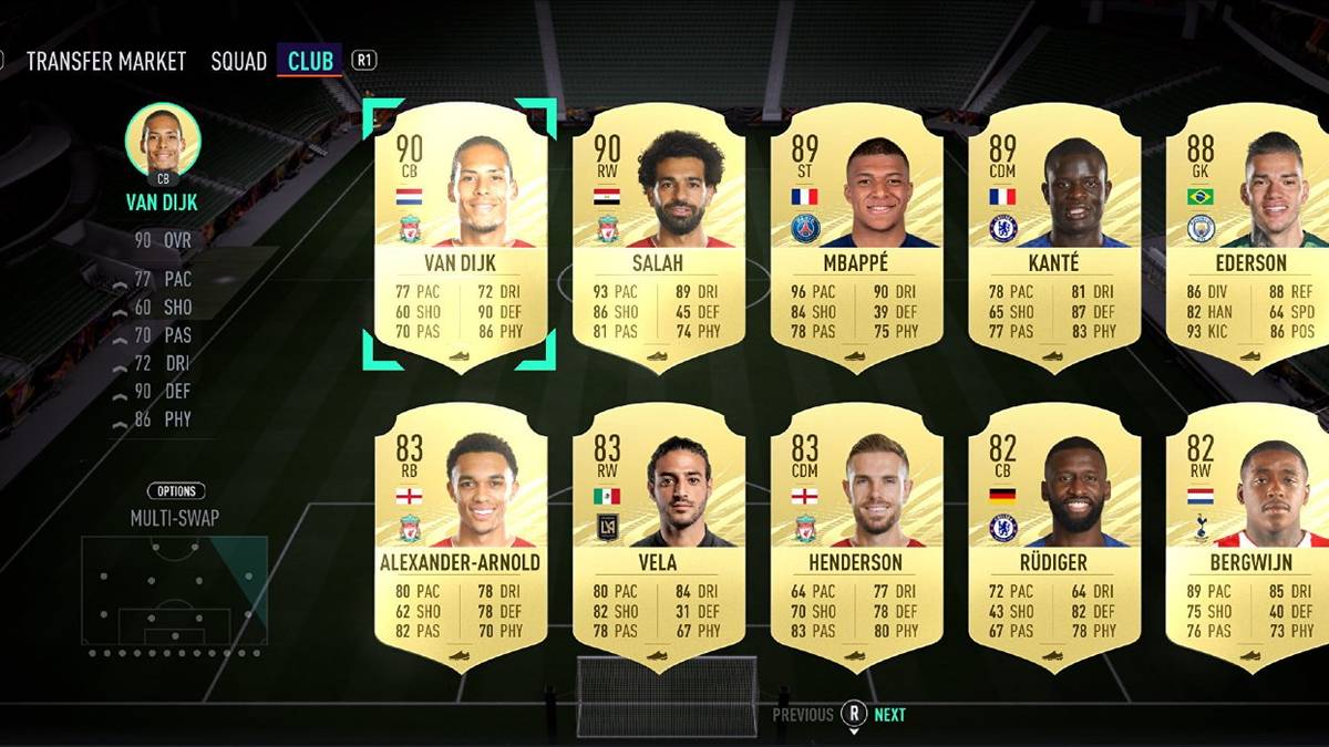 ultimate team screen fifa 21