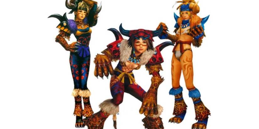 final fantasy x-2 yuna, rikku and paine wearing berserker dressphere