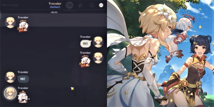 genshin impact chat box lumine traveler xiangling split image