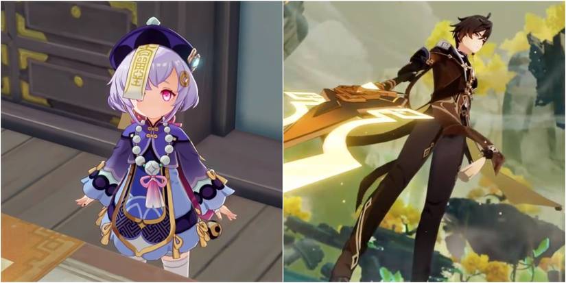 genshin impact qiqi desk zhongli trailer polearm split image