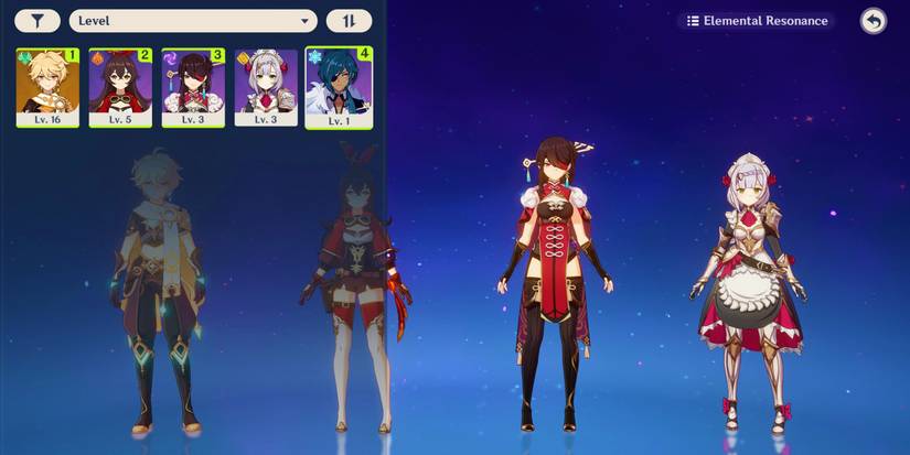 genshin impact character selection menu icons aether traveler amber beidou noelle