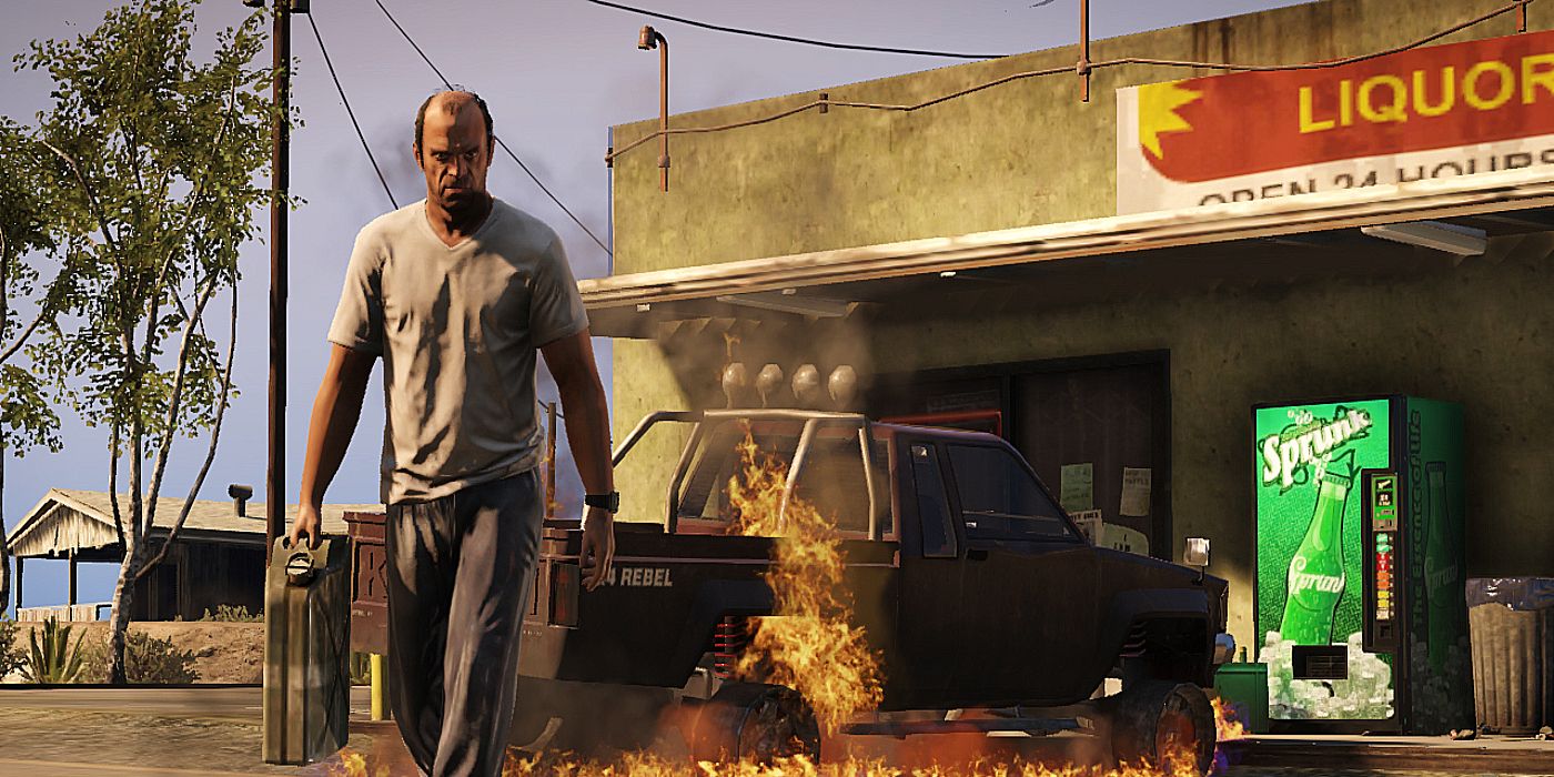 Trevor Philips Gas Can Car Fire Pyro