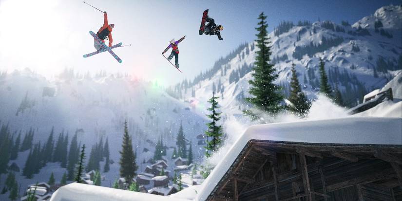 hitting a jump on skis