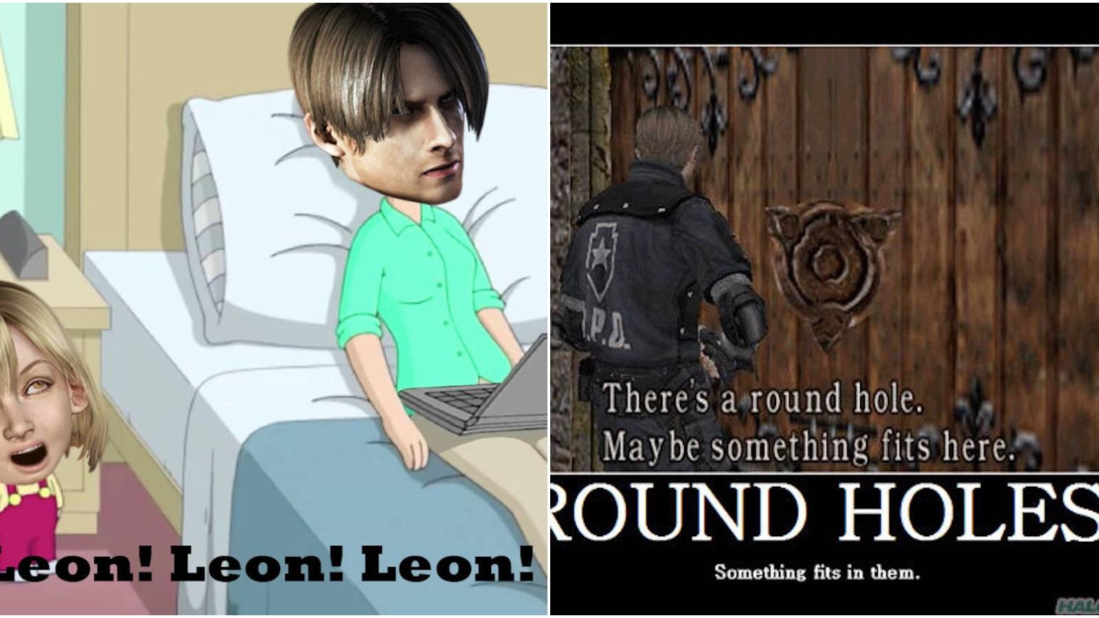 leon meme split image