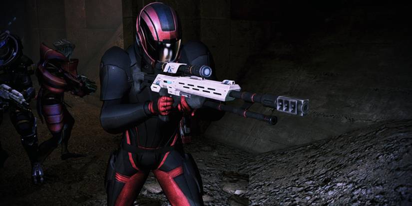 Mass Effect 1 Shepard Wearing The Colossus Armor