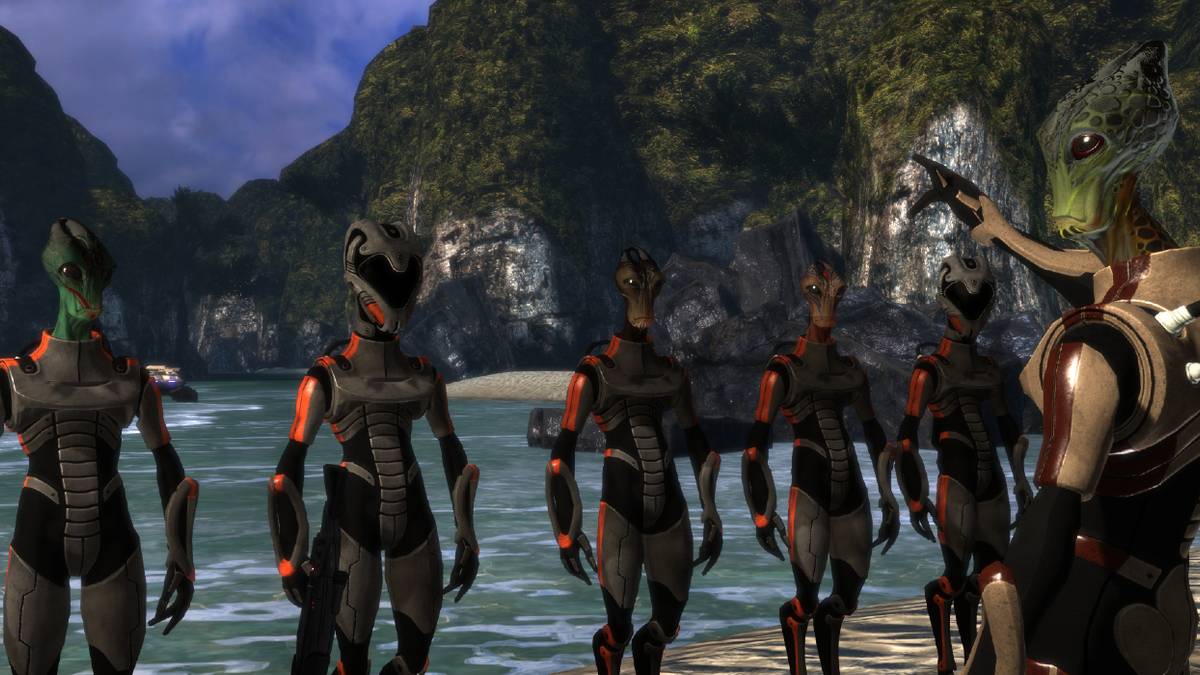 salarian troops against the waters of virmire