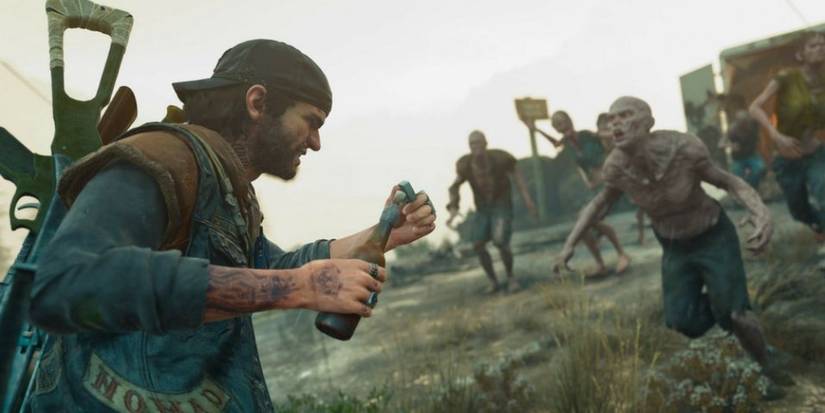 Deacon about to throw a molotov in Days Gone