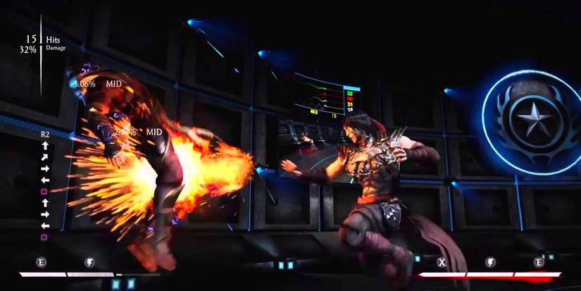 human character using a fire magic attack.