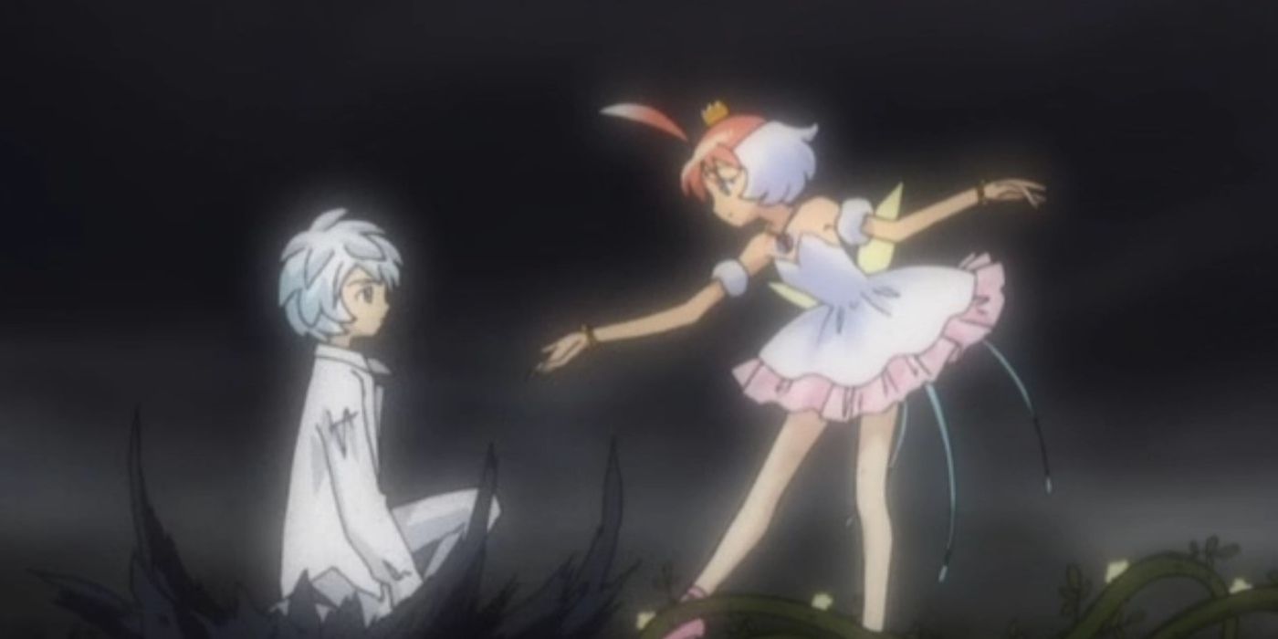 Princess Tutu offering to dance with the prince.