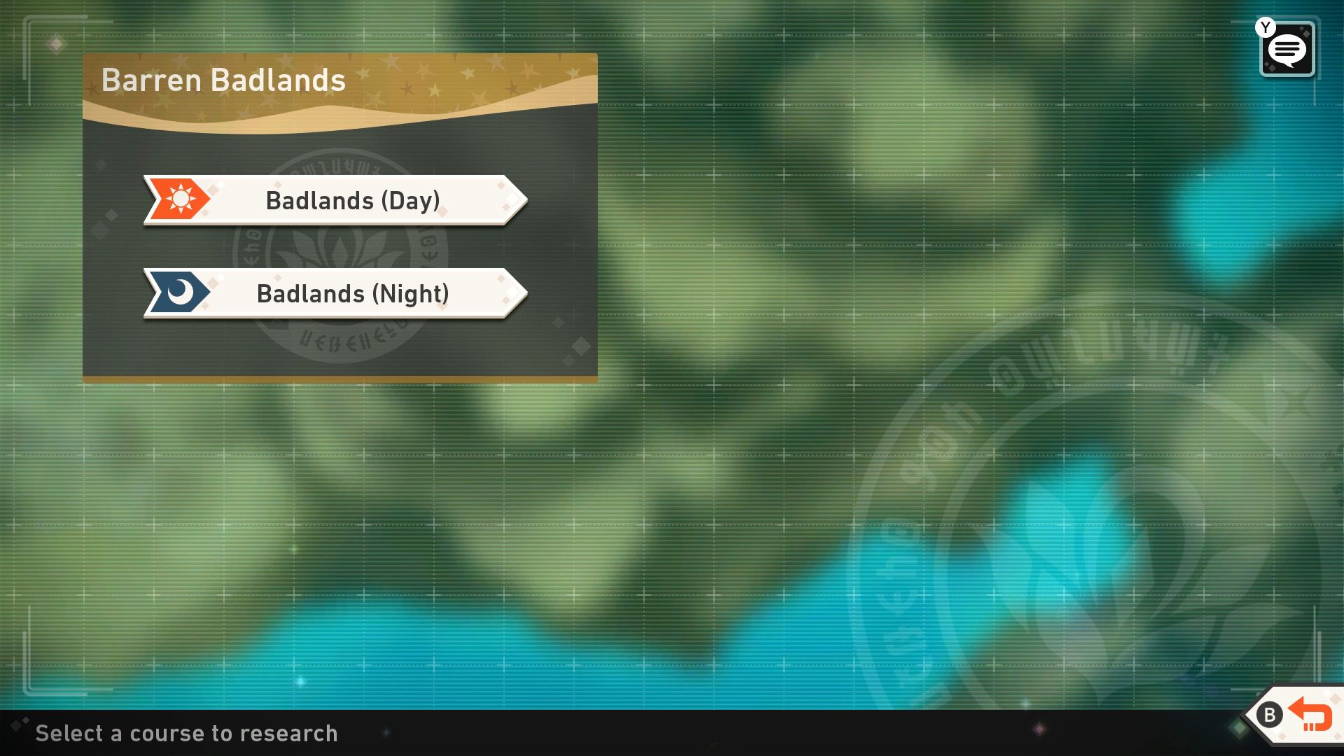 The Barren Badlands course select screen in New Pokemon Snap