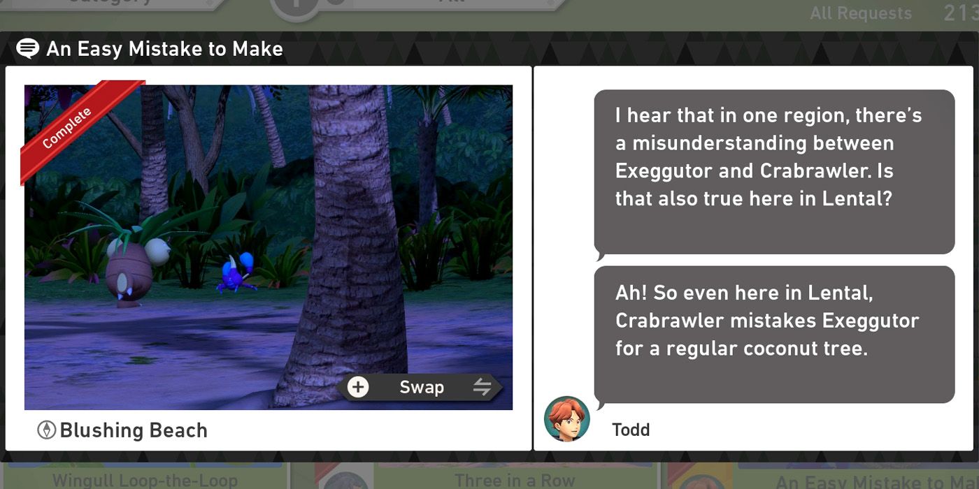The An Easy Mistake to Make request in the Blushing Beach (Night) course in New Pokemon Snap