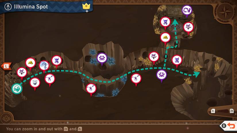 A complete map of the Durice Island Illumina Spot course in New Pokemon Snap