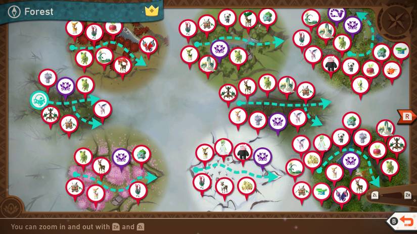 A complete map of the Elsewhere Forest course in New Pokemon Snap