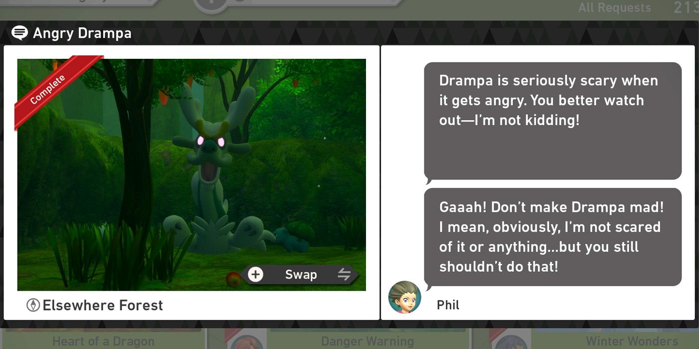 Запрос Angry Drampa в курсе Elsewhere Forest в New Pokemon Snap
