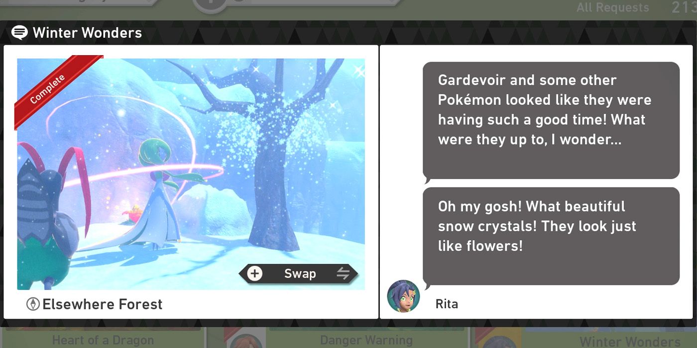 Запрос Winter Wonders в курсе Elsewhere Forest в New Pokemon Snap