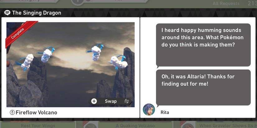 The Singing Dragon request in the Fireflow Volcano course in New Pokemon Snap