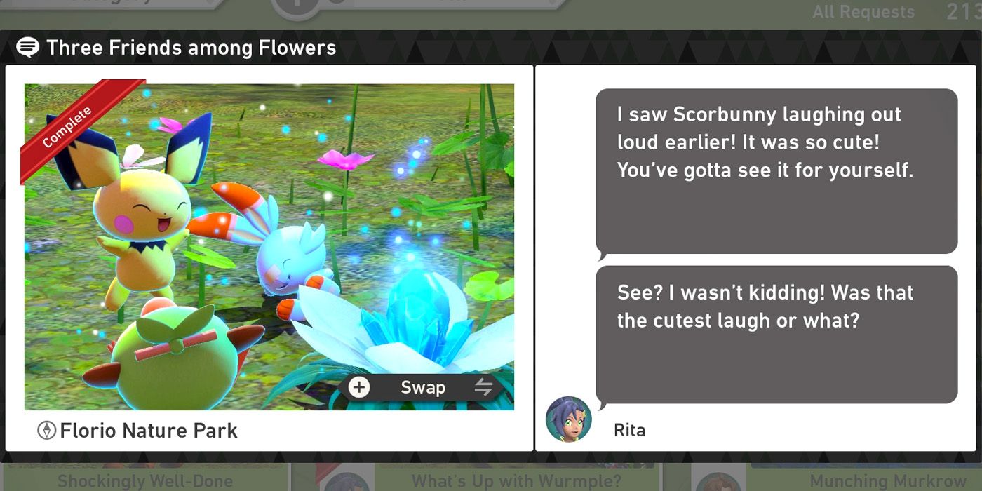 The Three Friends among Flowers request in The Florio Nature Park (Day) course in New Pokemon Snap