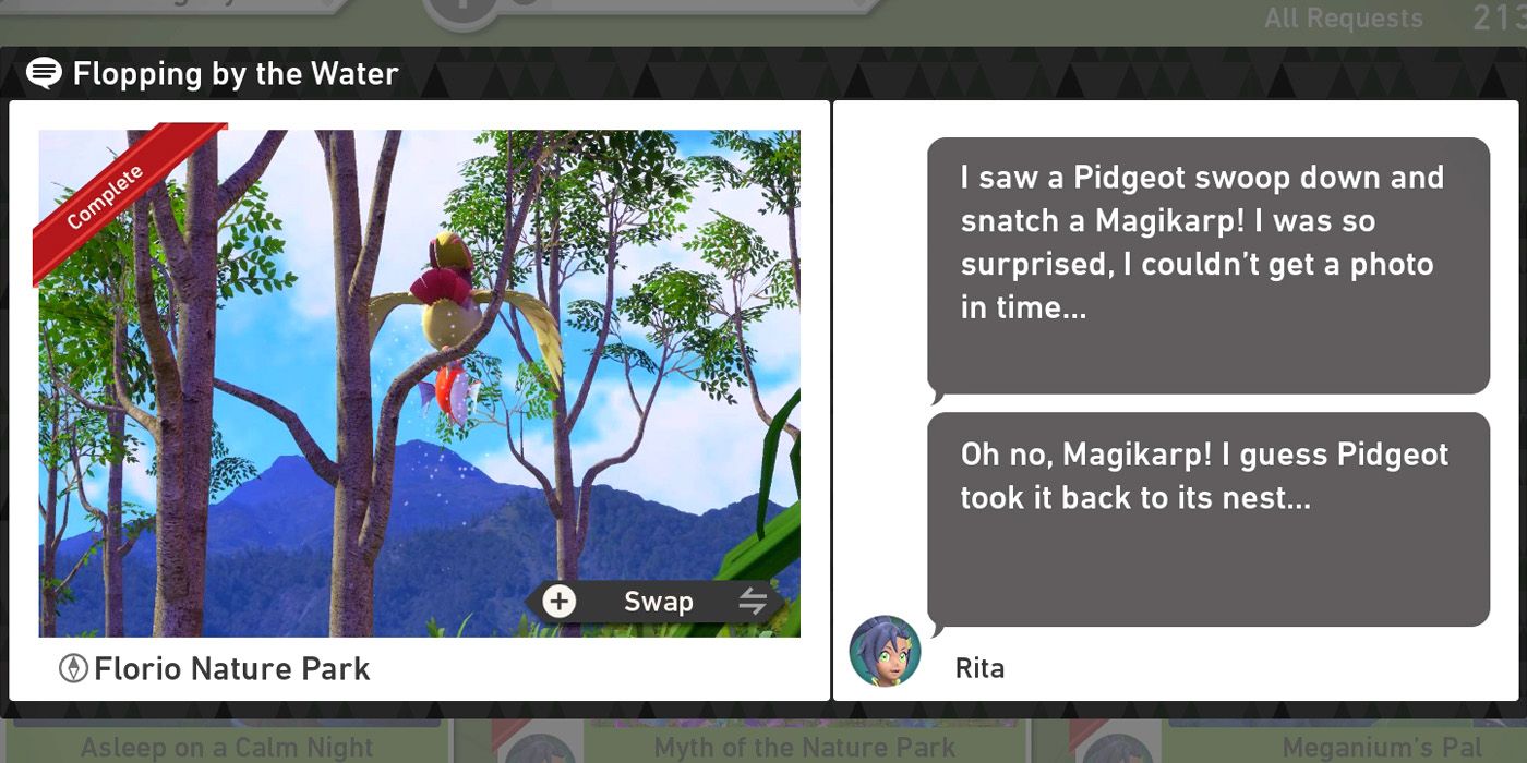 The Flopping by the Water request in The Florio Nature Park (Day) course in New Pokemon Snap