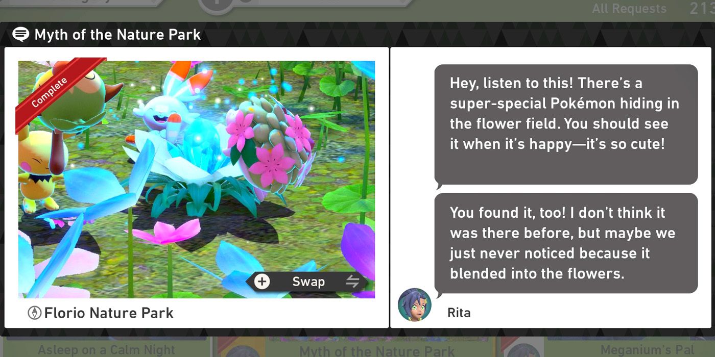 The Myth of the Nature Park request in The Florio Nature Park (Day) course in New Pokemon Snap