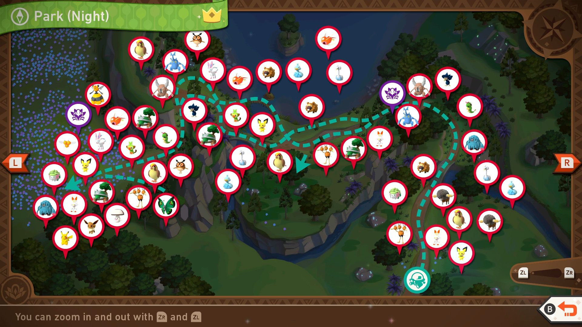 A complete map of the Florio Nature Park (Night) course after the 2.0 update