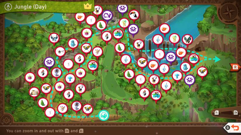 A complete map of Founja Jungle (Day) in New Pokemon Snap