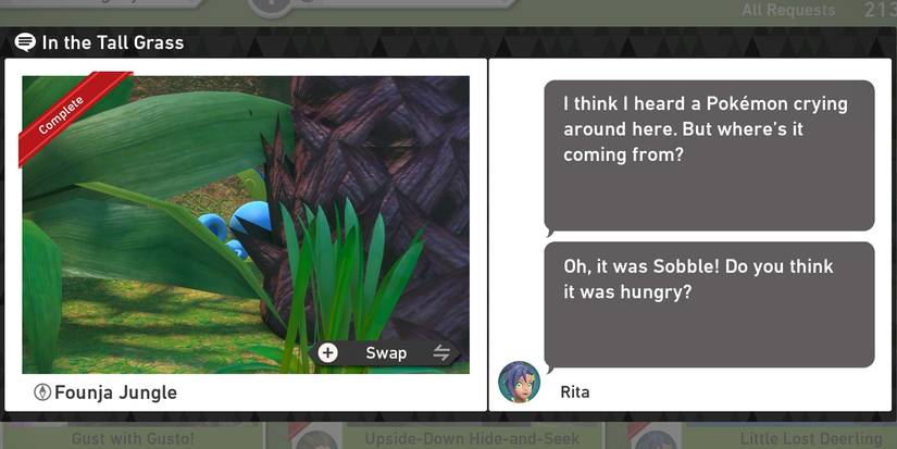 The In the Tall Grass request in The Founja Jungle (Day) course in New Pokemon Snap