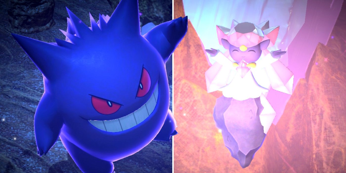 Gengar and Diancie in the Outaway Cave course in New Pokemon Snap