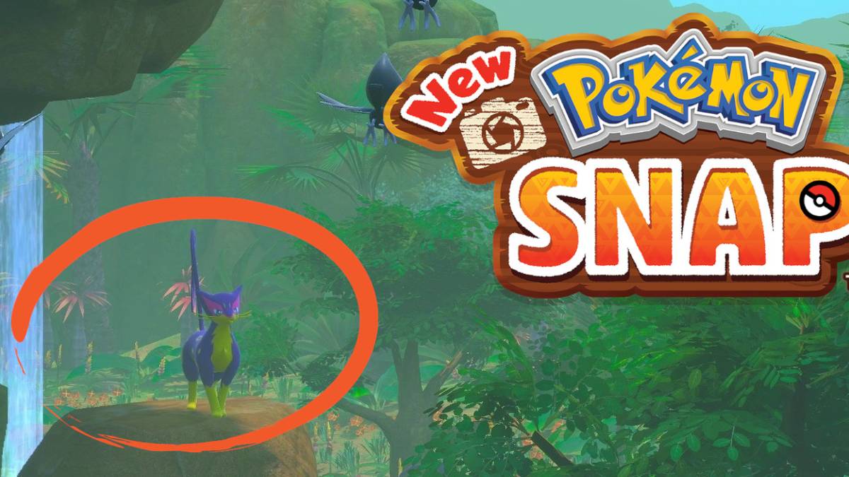 new pokemon snap liepard logo with red circle jungle location