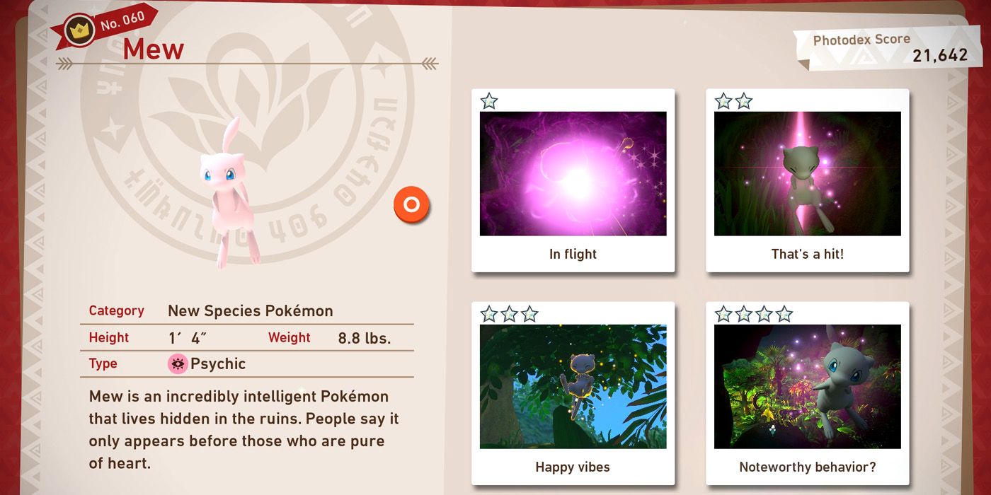 От одной до четырех звездных фотографий Мью в New Pokemon Snap