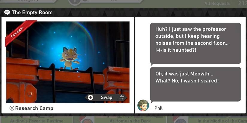 The Empty Room request in the Research Camp course in New Pokemon Snap