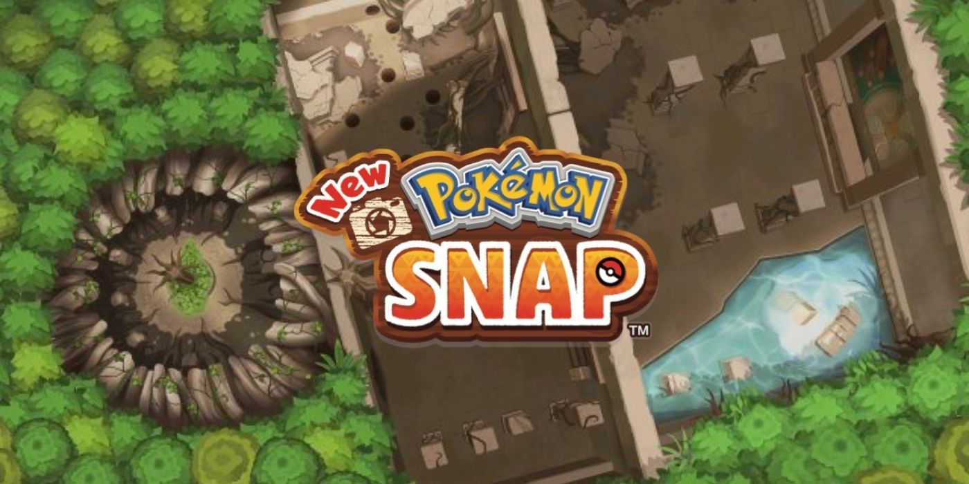 новый логотип Pokemon snap поверх изображения карты уровня руин