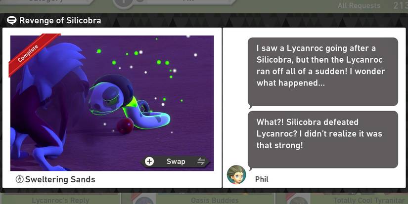 The Revenge of Silicobra request in the Sweltering Sands (Night) course in New Pokemon Snap