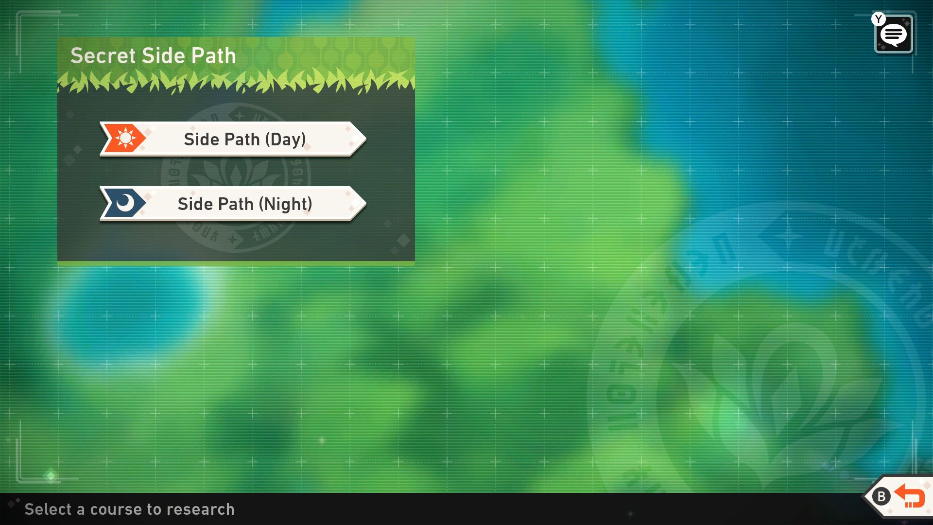 The Secret Side Path course select screen in New Pokemon Snap
