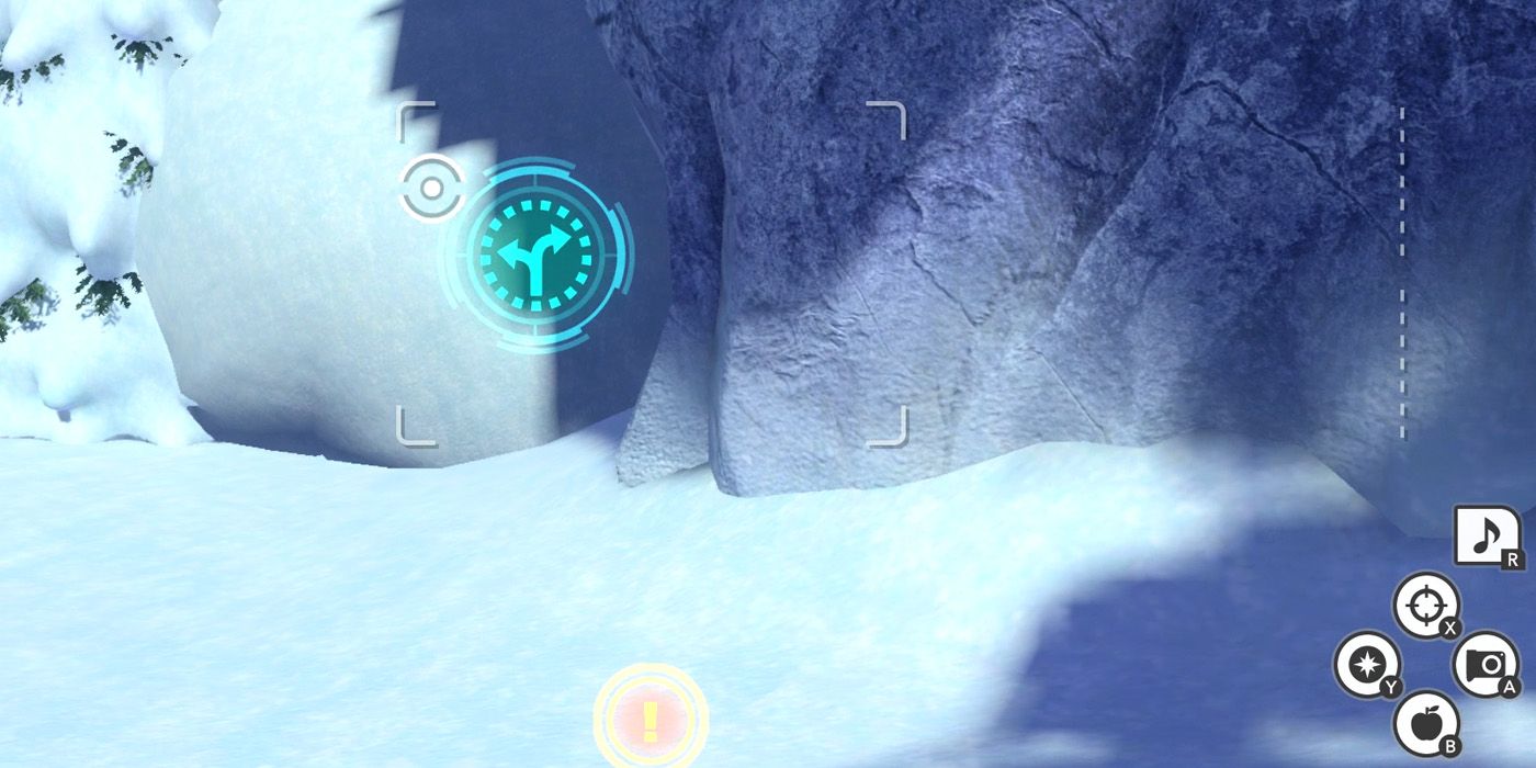 An alternate route in the Shiver Snowfields (Day) course in New Pokemon Snap