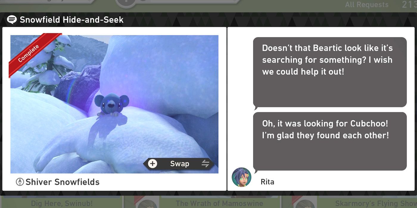 Запрос Snowfield Hide-and-Seek в курсе Shiver Snowfields (Day) в New Pokemon Snap