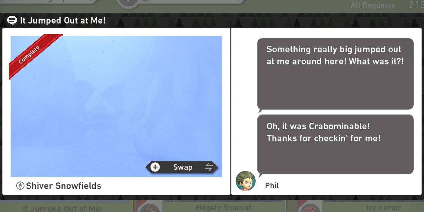 Это выпрыгнуло на меня! запрос в курсе Shiver Snowfields (Day) в New Pokemon Snap